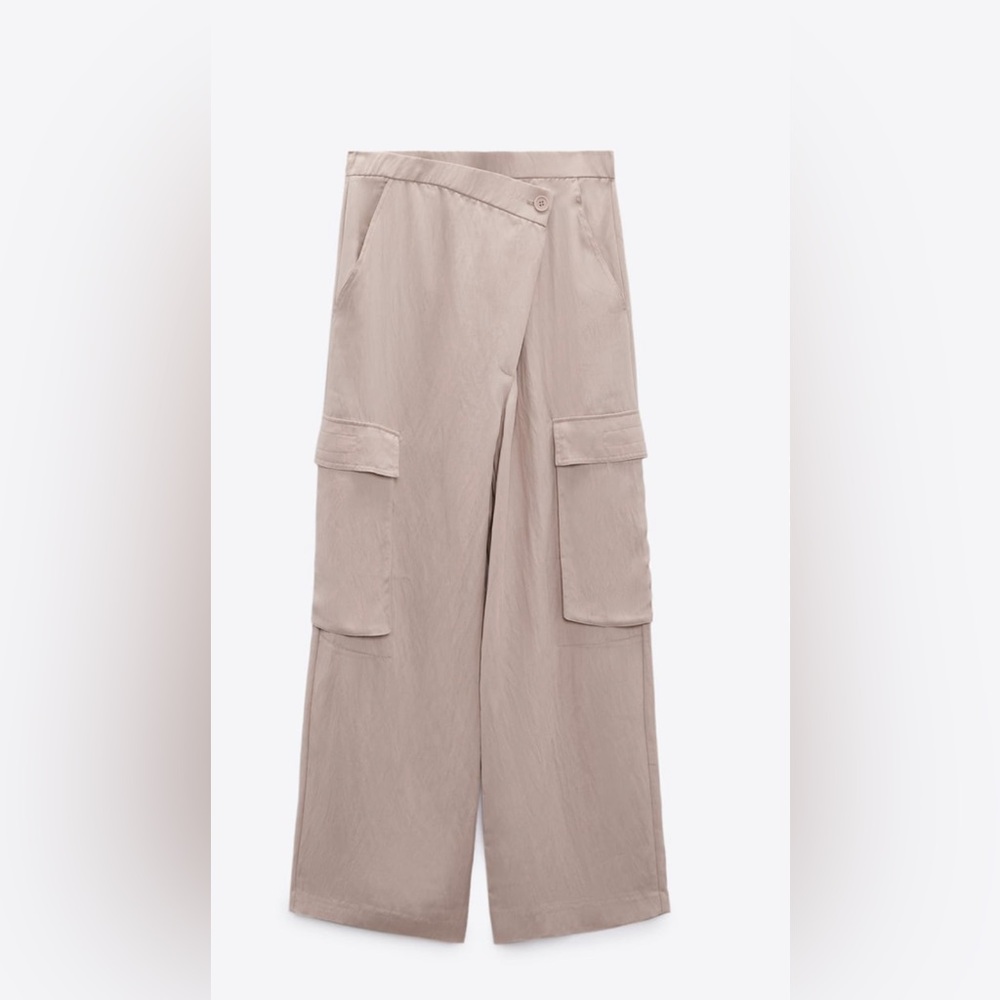 Zara Wide Asymmetrical Pink Cargo Pants